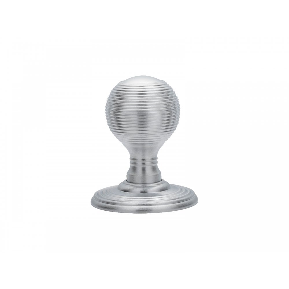 Carlisle Brass Satin Chrome Delamain Reeded Knob 70mm Dia Rose, 50mm Dia Knob DK37CSC