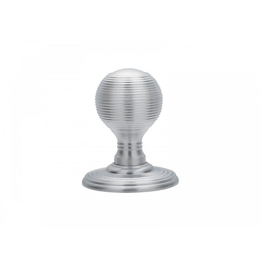 Carlisle Brass Satin Chrome Delamain Reeded Knob 70mm Dia Rose, 50mm Dia Knob DK37CSC