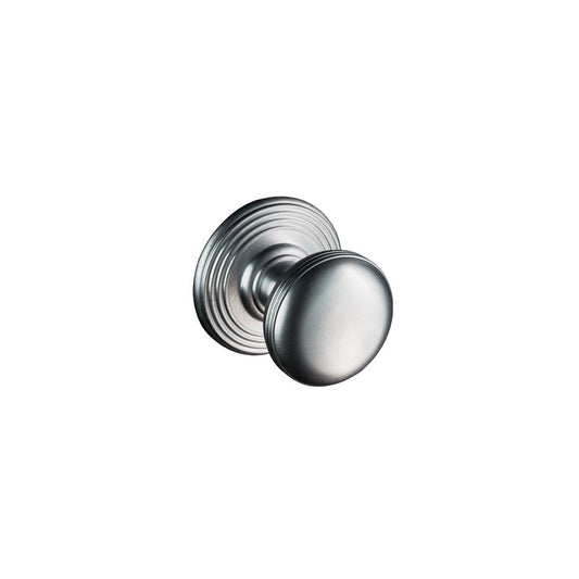 Carlisle Brass Satin Chrome Delamain Ringed Knob 70mm Dia Rose, 53mm Dia Knob DK39CSC