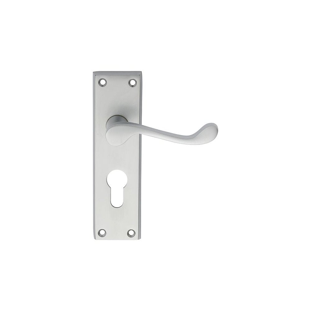 Carlisle Brass Satin Chrome Euro Lock Boxed 150mmx43mm Victorian Scroll Lever on Backplate DL54YSC