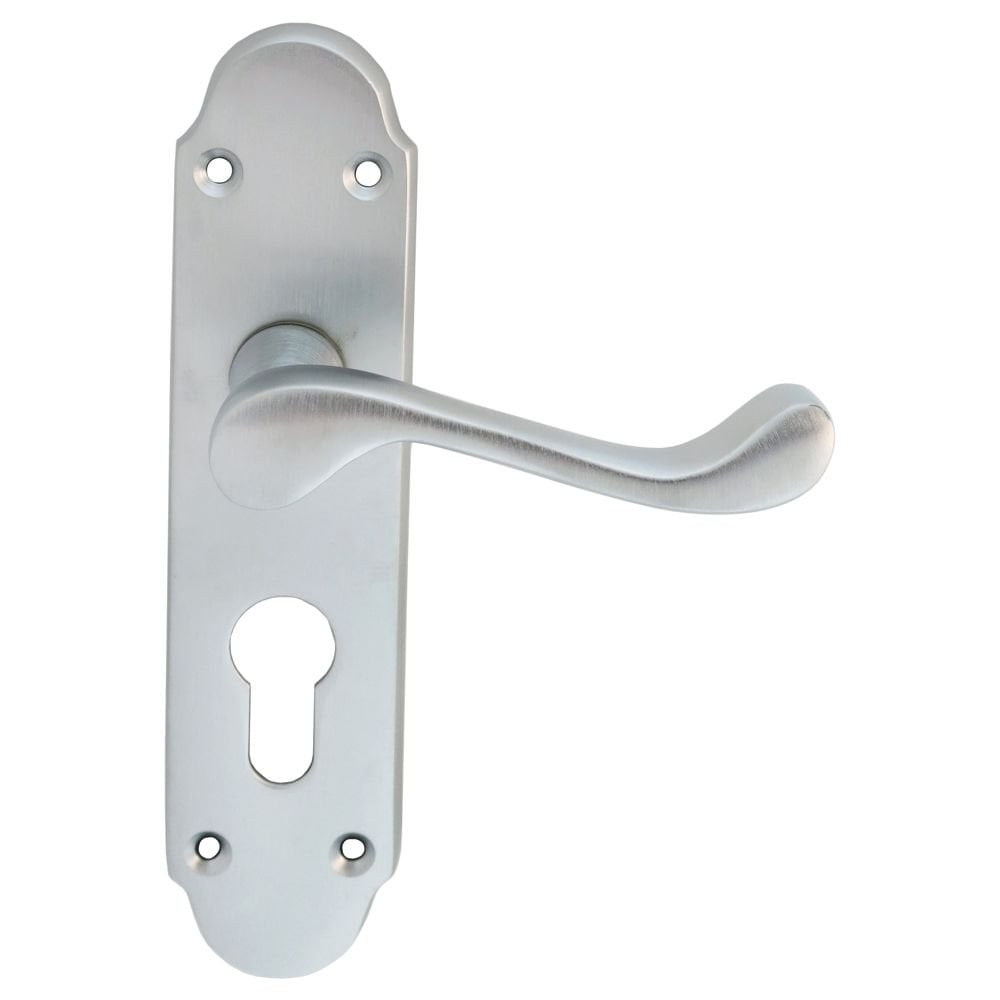 Carlisle Brass Satin Chrome Euro Lock Boxed Oakley Lever on Backplate DL168YSC
