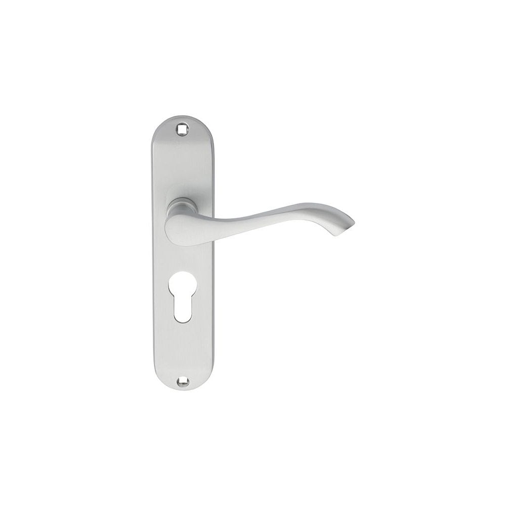 Carlisle Brass Satin Chrome Euro Profile 180mmx40mm Backplate, 47.5mm Centres Andros Lever on Backplate DL180YSC