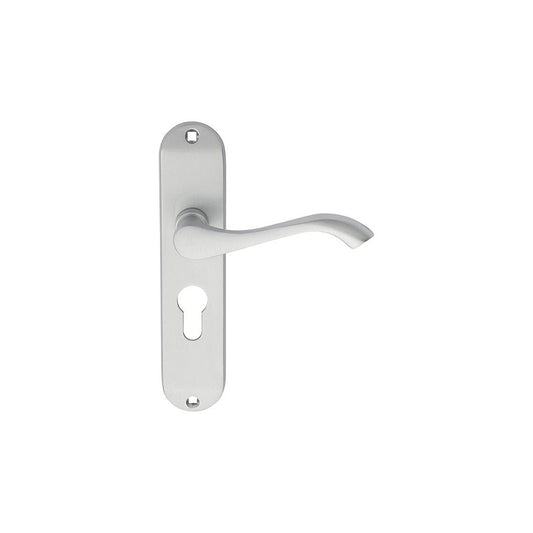 Carlisle Brass Satin Chrome Euro Profile 180mmx40mm Backplate, 47.5mm Centres Andros Lever on Backplate DL180YSC