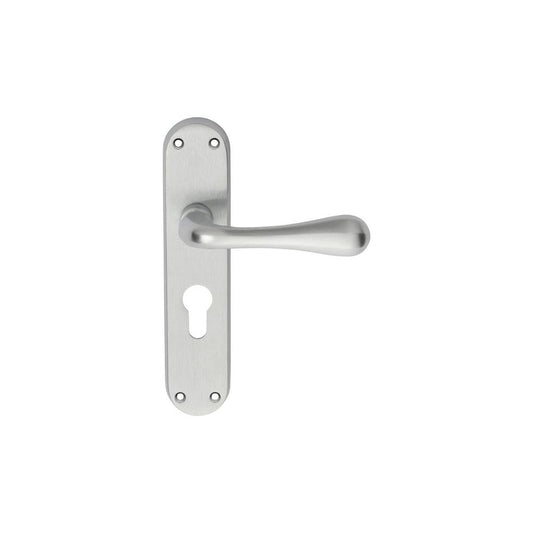 Carlisle Brass Satin Chrome Euro Profile 185mmx42mm, 47.5mm Centres Astro Lever on Backplate EL21YSC