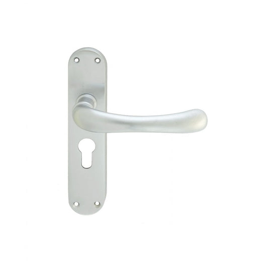 Carlisle Brass Satin Chrome Euro Profile Ibra Lever on Backplate Range 185mmx42mm Backplate, 47.5mm Centre EL11YSC