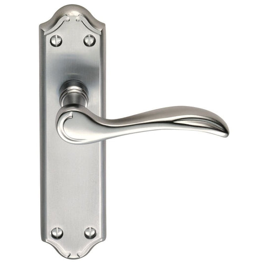 Carlisle Brass Satin Chrome Latch Standard 180mmx45mm Backplate Madrid Lever on Backplate DL191SC