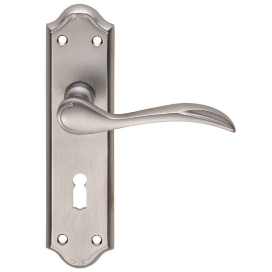 Carlisle Brass Satin Chrome Lock Standard 180mmx45mm Backplate Madrid Lever on Backplate DL190SC