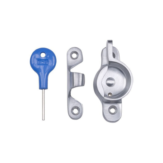 Carlisle Brass Satin Chrome Locking Fitch Pattern Sash Fastener AA40LCKSC