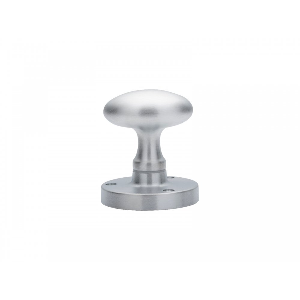 Carlisle Brass Satin Chrome Oval Mortice Knob 61mm Dia.Rose 55mm x 37mm Knob, 73mm Projection M34SCP