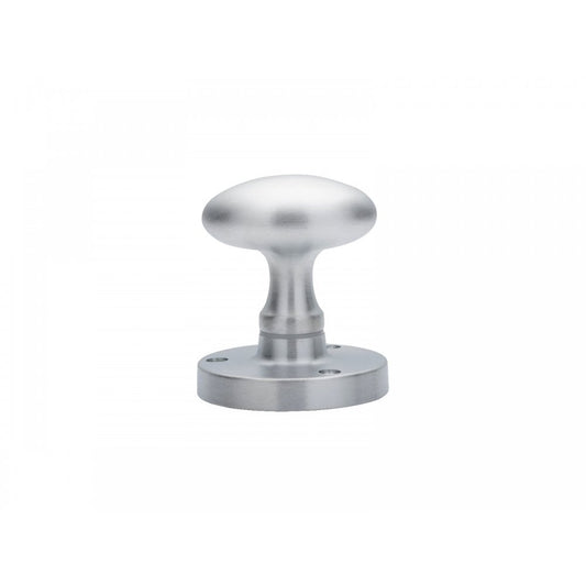 Carlisle Brass Satin Chrome Oval Mortice Knob 61mm Dia.Rose 55mm x 37mm Knob, 73mm Projection M34SCP