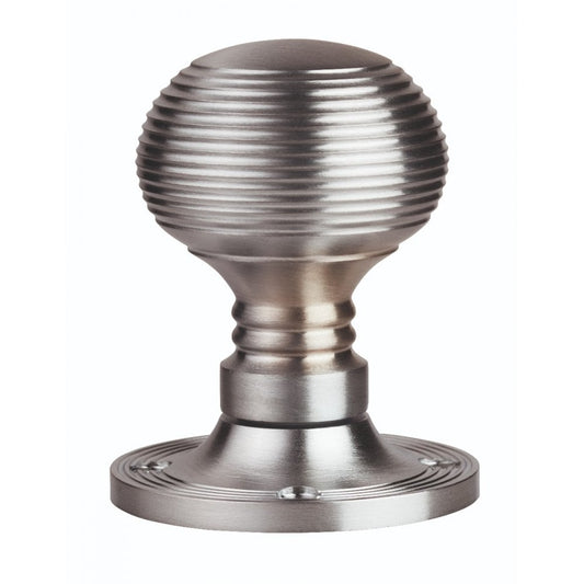 Carlisle Brass Satin Chrome Rim Mortice Knob Queen Anne Mortice Knob 61mm Dia.Rose 52mm Dia. Knob 77mm Projection M1001R