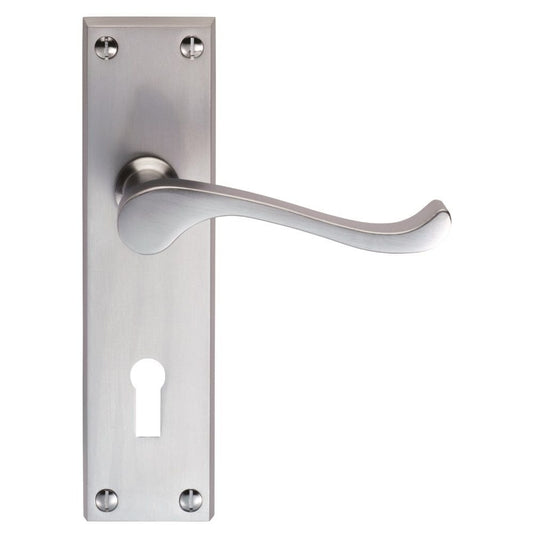 Carlisle Brass Satin Chrome Standard Lock Blister Pack 150mmx43mm Victorian Scroll Lever on Backplate DL54SC/BP