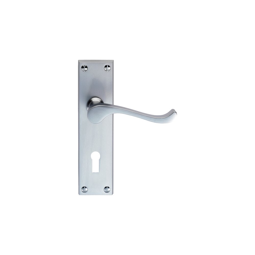 Carlisle Brass Satin Chrome Standard Lock Boxed Contract Victorian Scroll Lever on Backplate CBS54SC