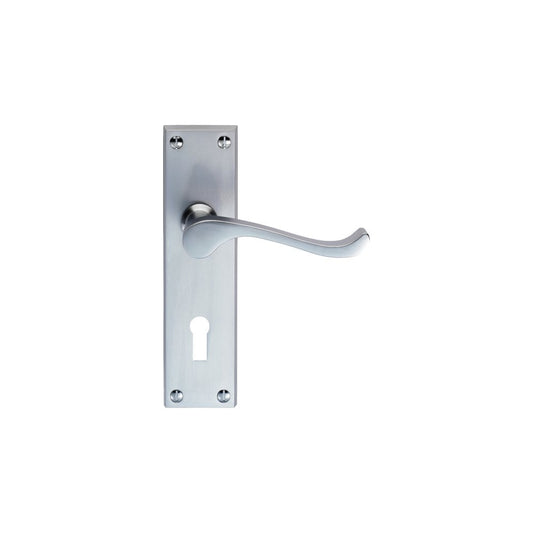 Carlisle Brass Satin Chrome Standard Lock Boxed Contract Victorian Scroll Lever on Backplate CBS54SC