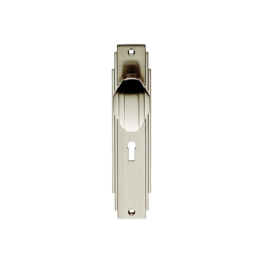 Carlisle Brass Satin Nickel Art Deco Knob On Backplate With Lock Profile ADR021SN