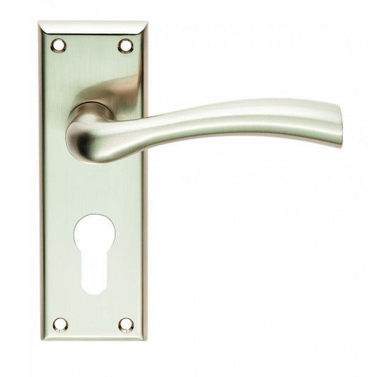 Carlisle Brass Satin Nickel Euro Lock Boxed Cinquanta Lever on Backplate SZR051YSN