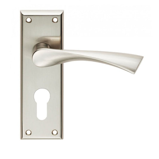 Carlisle Brass Satin Nickel Euro Profile Venti Lever on Backplate SZR021YSN