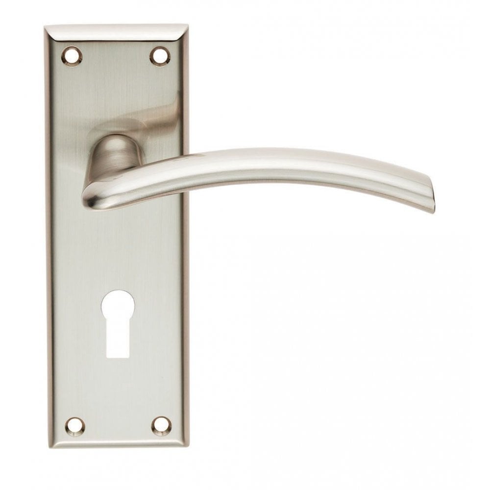 Carlisle Brass Satin Nickel Lock Profile Trenta Lever on Backplate SZR031SN