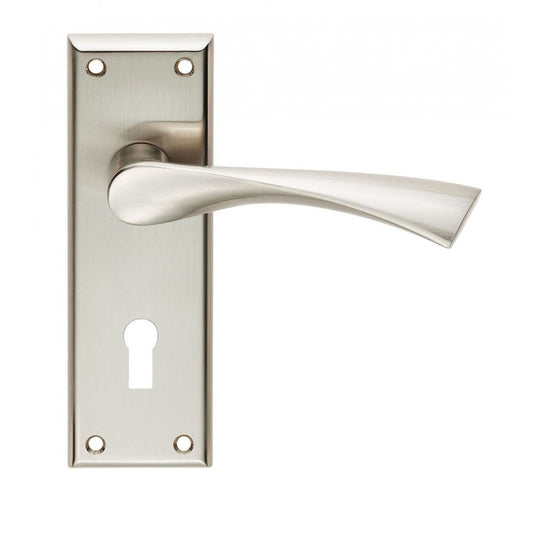 Carlisle Brass Satin Nickel Lock Profile Venti Lever on Backplate SZR021SN
