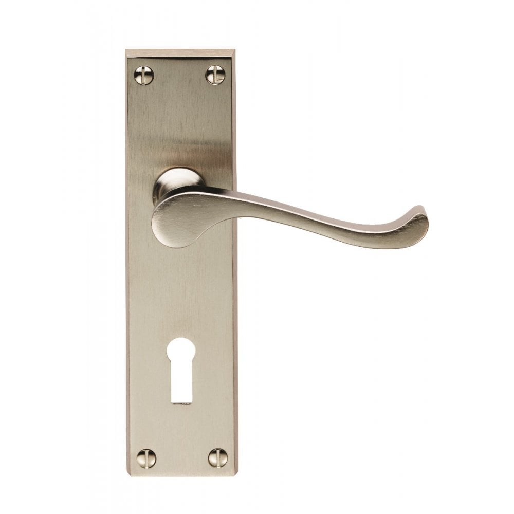 Carlisle Brass Satin Nickel Standard Lock Blister Pack Contract Victorian Scroll Lever on Backplate CBS54SN/BP