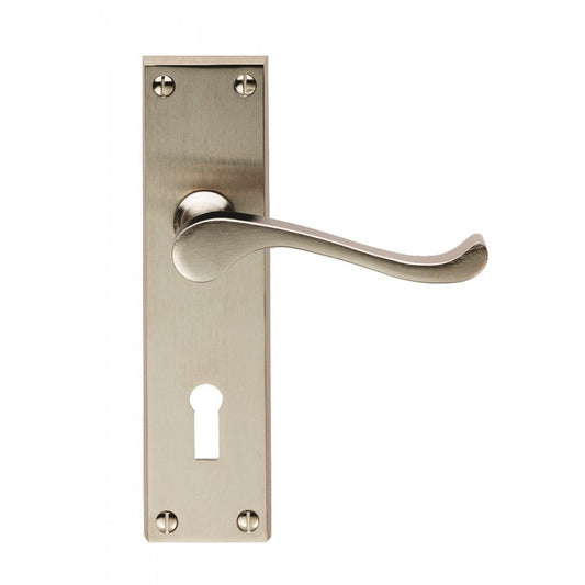 Carlisle Brass Satin Nickel Standard Lock Blister Pack Contract Victorian Scroll Lever on Backplate CBS54SN/BP