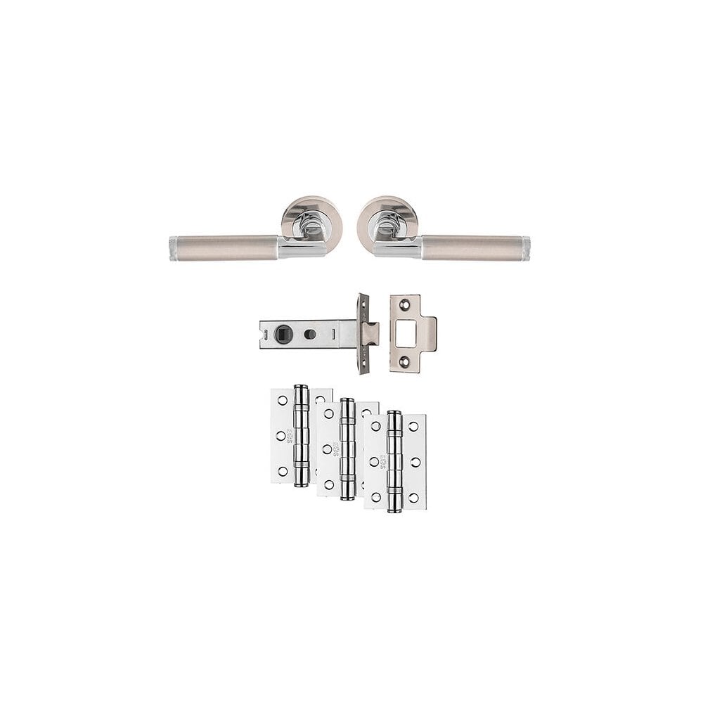 Carlisle Brass Satin Nicket / Polished Chrome Belas Latch Ultimate Door Pack UDP006SNCP/INTB