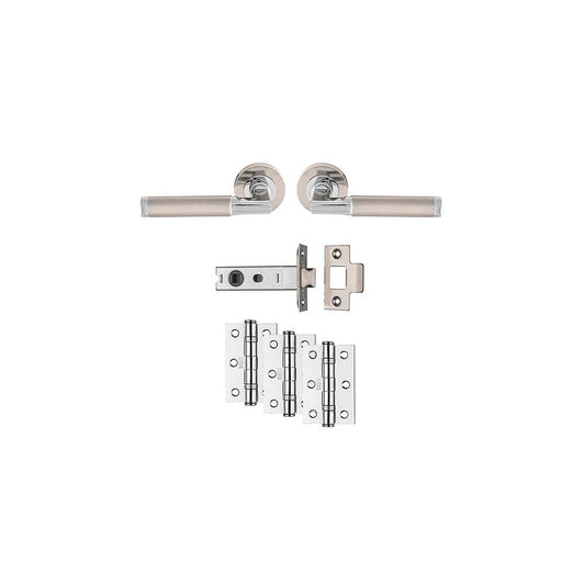 Carlisle Brass Satin Nicket / Polished Chrome Belas Latch Ultimate Door Pack UDP006SNCP/INTB