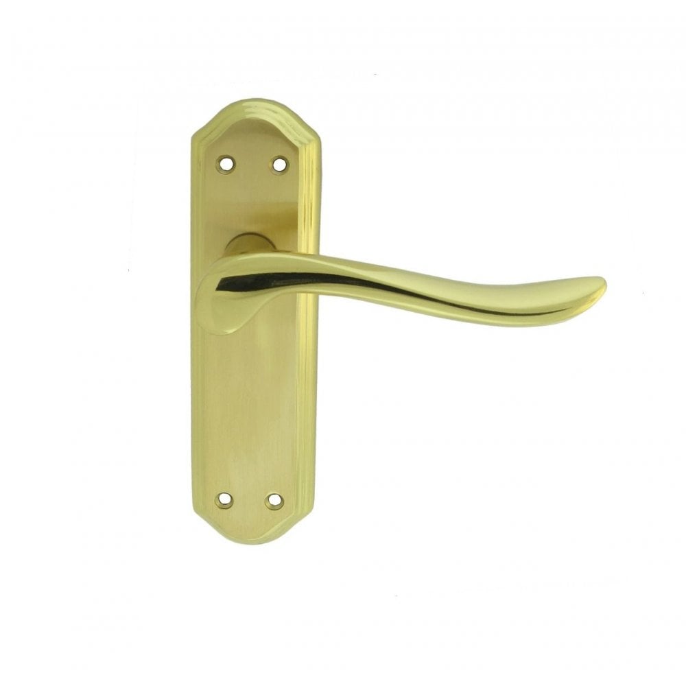 Carlisle Brass Satin/Polished Brass Dual Finish Latch Boxed Lytham Lever on backplate DL451SBPB