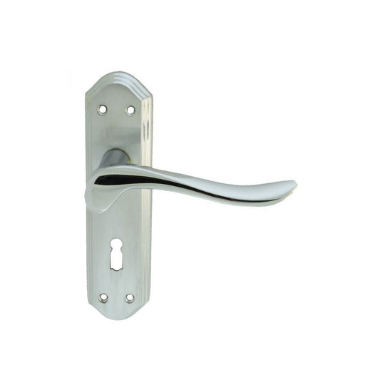 Carlisle Brass Satin/Polished Chrome Dual Finish Standard Lock Blister Pack Lytham Lever on Backplate DL450SCCP/BP