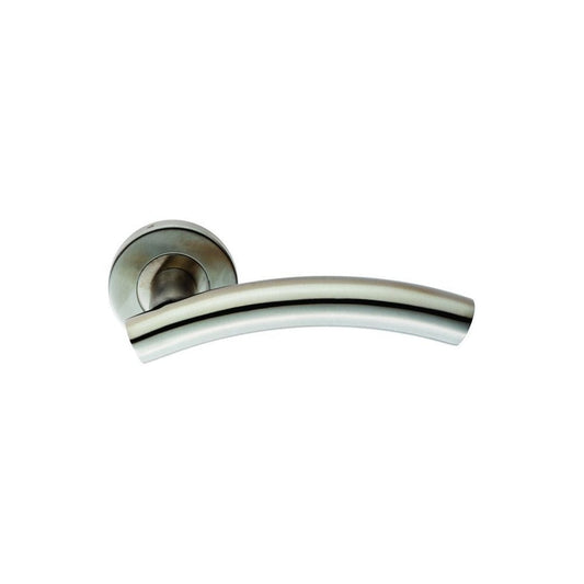 Carlisle Brass Satin Stainless Steel Curved Lever on Sprung Rose Blister Pack CSL1193/BP