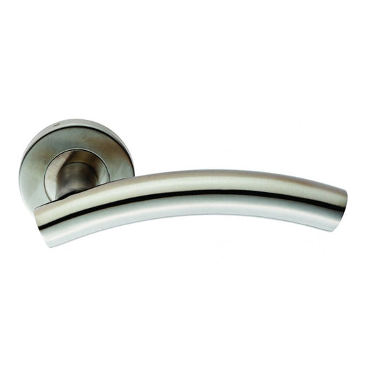 Carlisle Brass Satin Stainless Steel Curved Lever on Sprung Rose Boxed CSL1193SSS