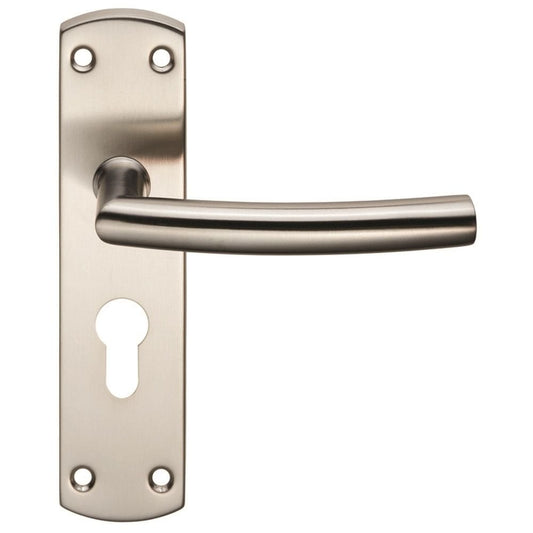 Carlisle Brass Satin Stainless Steel Euro Profile Residential Arched Lever on Backplate CSLP1167E/SSS