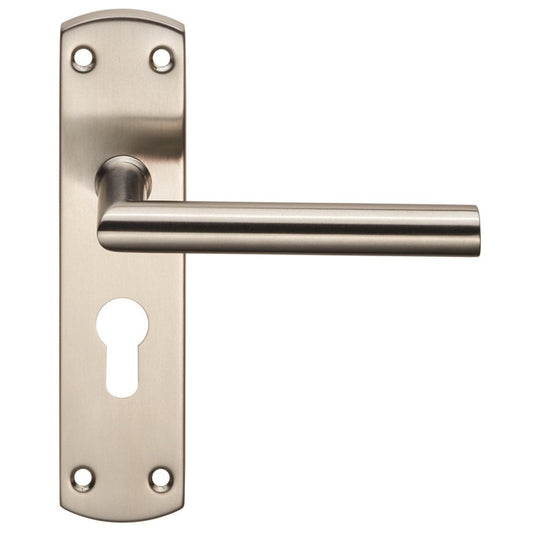 Carlisle Brass Satin Stainless Steel Euro Profile Residential Mitred Lever on Backplate CSLP1162E/SSS