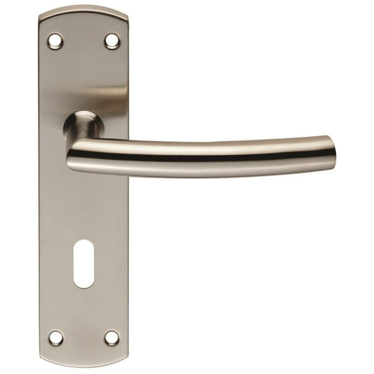 Carlisle Brass Satin Stainless Steel Lock Profile Residential Arched Lever on Backplate CSLP1167P/SSS