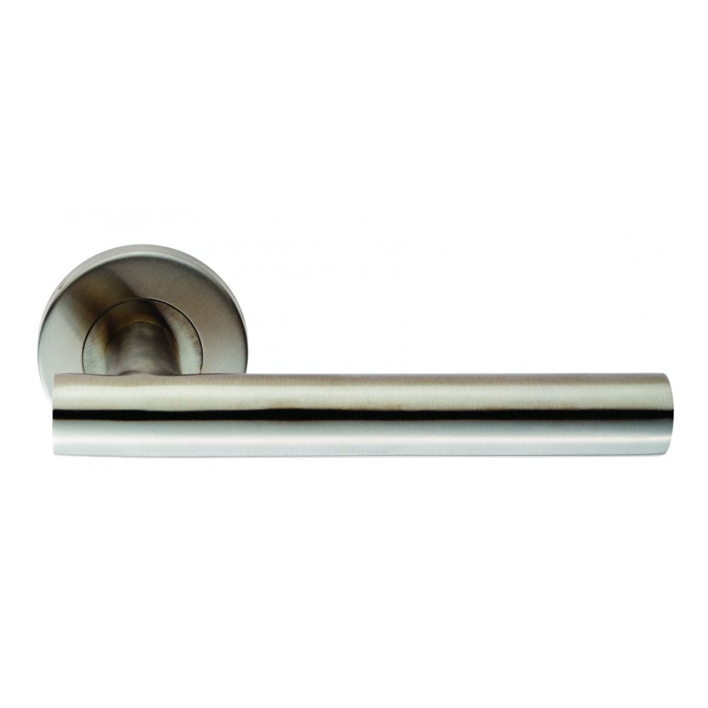 Carlisle Brass Satin Stainless Steel Philadelphia Lever on Sprung Push on Round Rose Handle CSL1194SSS