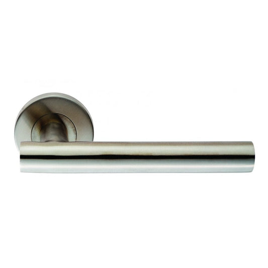 Carlisle Brass Satin Stainless Steel Philadelphia Lever on Sprung Push on Round Rose Handle CSL1194SSS