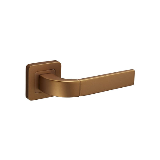 D2F ACCESSORIES Door Handles on Square Rose with Satin Brass Finish F3510SB