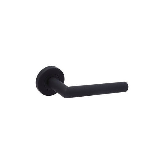 D2F ACCESSORIES Internal Matte Black Door Handle with Mitred Lever on Sprung Rose B3410BP
