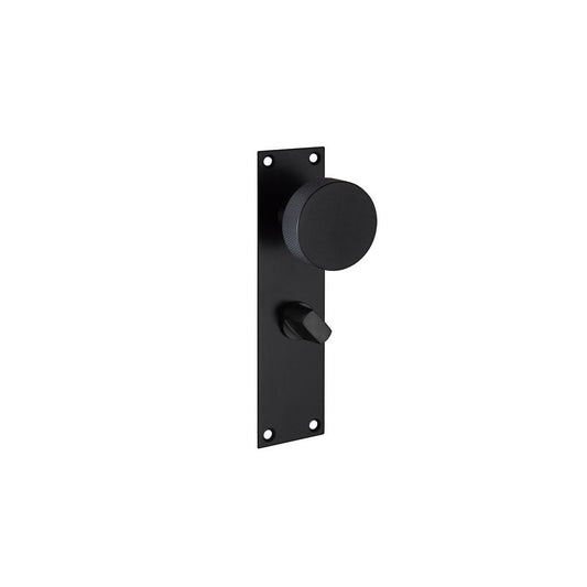 D2F ACCESSORIES Knurled Bathroom Door Knob Backplate in Matte Black Finish J70016BL
