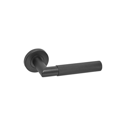D2F ACCESSORIES Knurled Matte Black Door Handles on Rose Handle B1910BL
