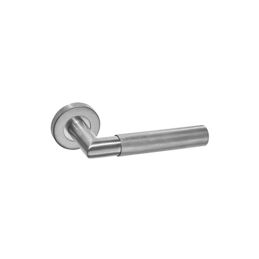 D2F ACCESSORIES Knurled Stainless Steel Door Handles on Rose Handle B1910S