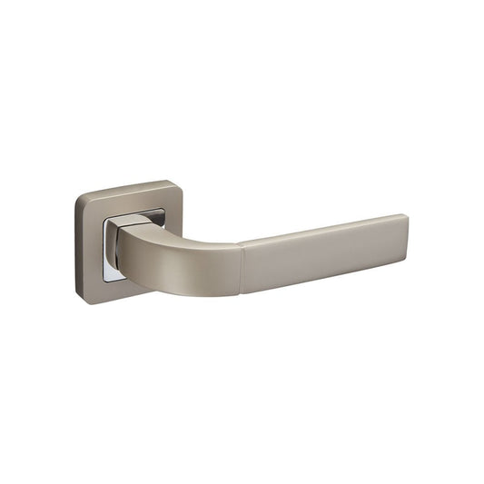 D2F ACCESSORIES Modern Door Handles on Square Rose with Duo Satin Chrome Finish F3510DSC