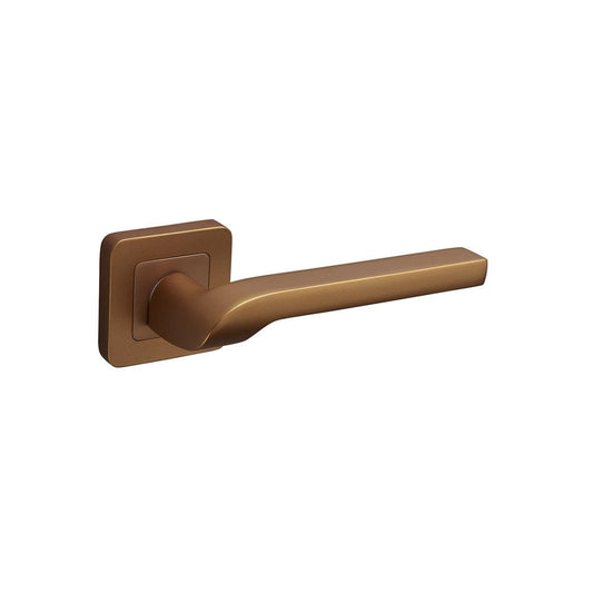 D2F ACCESSORIES Satin Brass Door Handles on Square Rose F3610SB