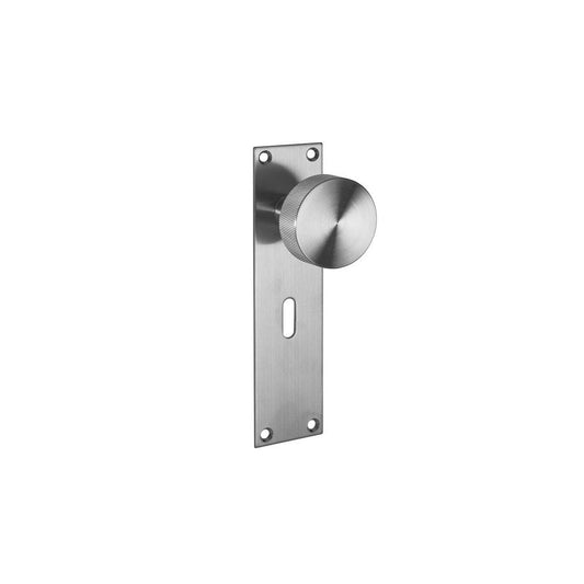 D2F ACCESSORIES Satin Stainless Steel Knurled Knob on Lock Backplate J70013S