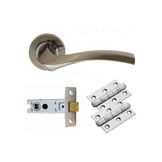 D2F ACCESSORIES Sines Lever On Rose Latch Handle Pack GK008SNCP/INTB