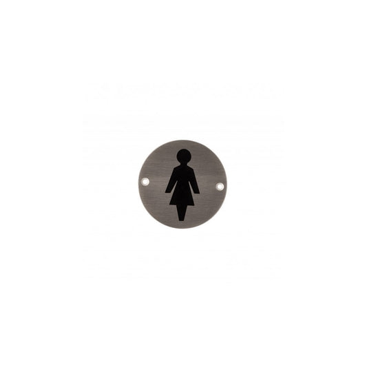 Deanta 3.0" Round Steel Female Pictogram Sign DHSNMEFMSQ