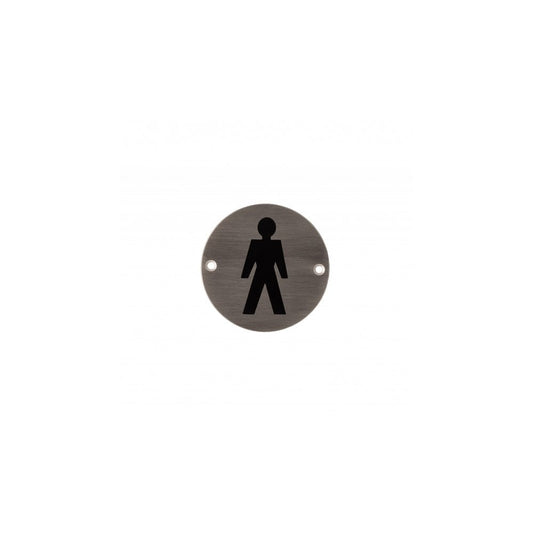 Deanta 3.0" Round Steel Male Pictogram Sign DHSNMEMLSQ