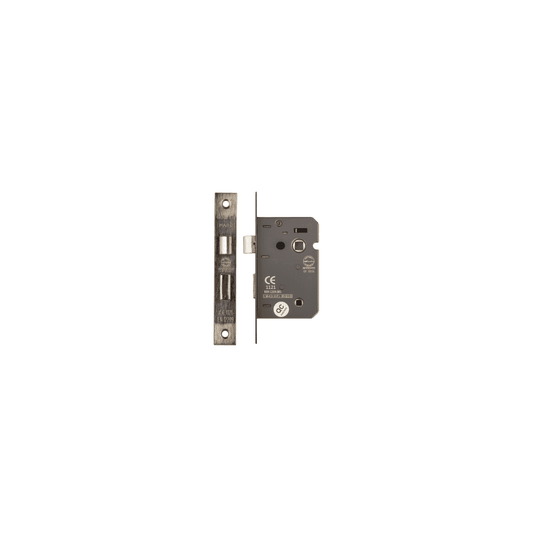 Deanta 3 Lever Bathroom Lock Satin Nickel Square DHBRSNSQ