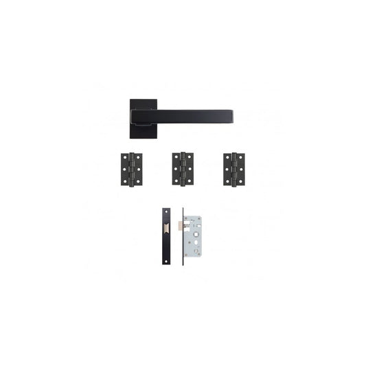 Deanta Argo Urban Matt Black Latch Kit | 76x50x2mm Hinges ARGULAK