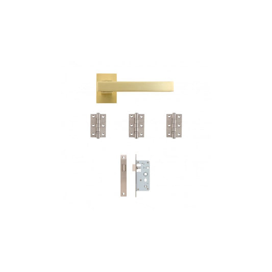Deanta Argo Urban Satin Brass Latch Kit | 76x50x2mm Hinges ARGULAK